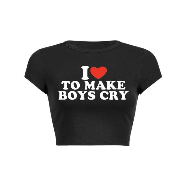 Haut court pour bébé Y2K « Love To Make Boys Cry » 