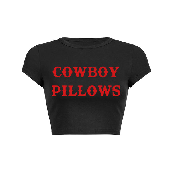 Cowboy Pillows Y2K Crop Top Tee Shirt