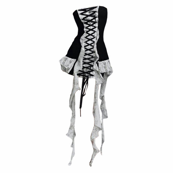 Mini-robe tube à volants et lacets 