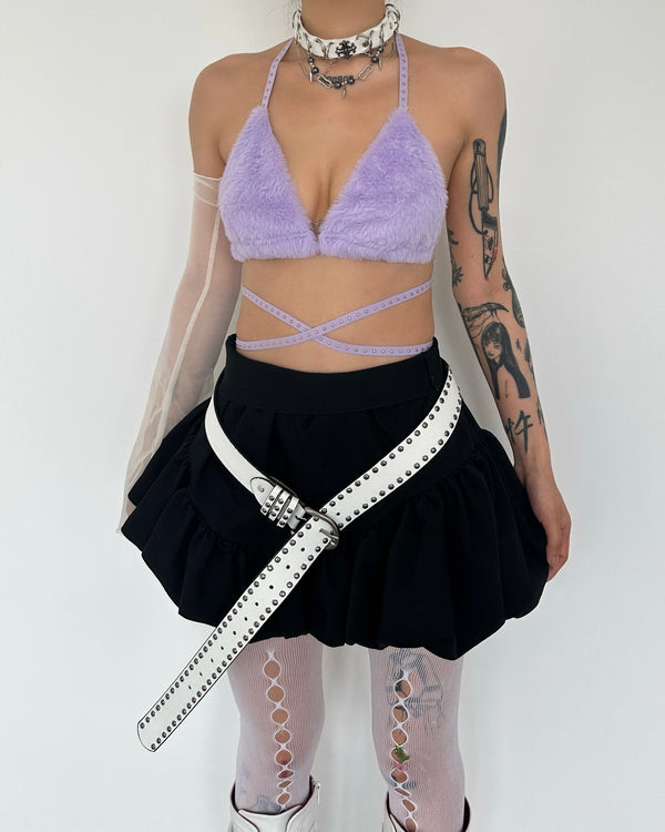 Tie back halter fluffy top