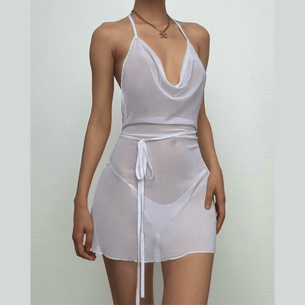 Robe courte à volants en maille transparente et col bénitier | Robe de tango rouge | Robe de samba 