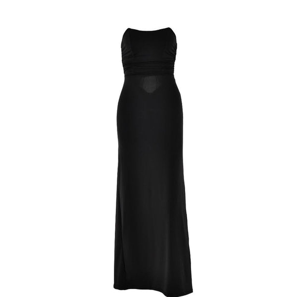 Robe longue à lacets froncés et dos nu avec découpes tubulaires creuses 