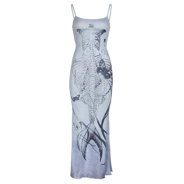 Robe longue dos nu à imprimé tie dye 