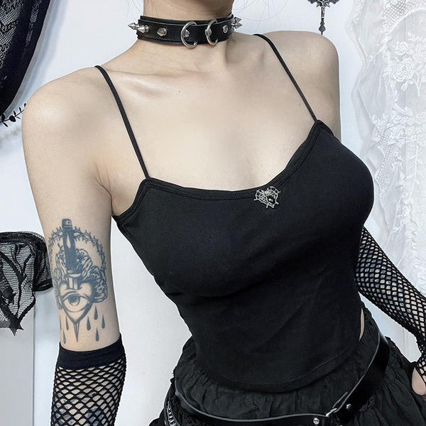 Haut camisole rembourré en toile d'araignée avec applique en forme de cœur 