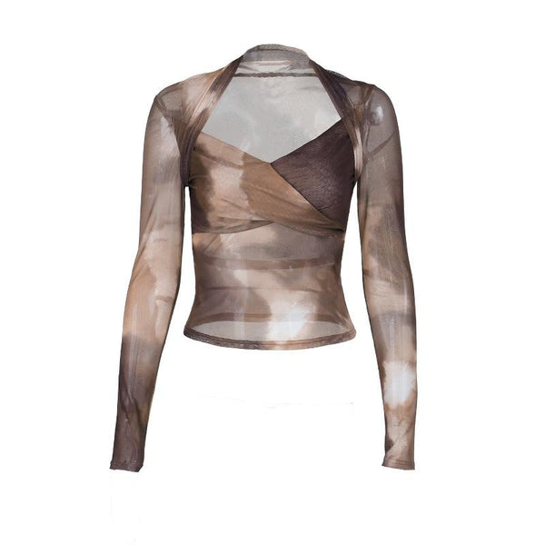 Haut en maille tie-dye à manches longues 