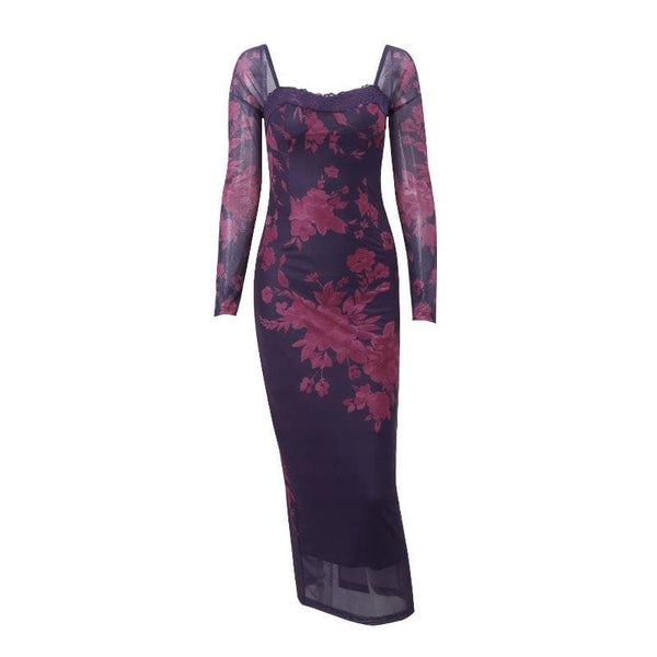 Robe midi fendue à manches longues et à nouer soi-même 