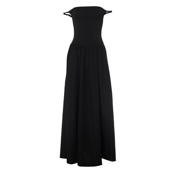 Robe longue unie à épaules dénudées et dos nu 