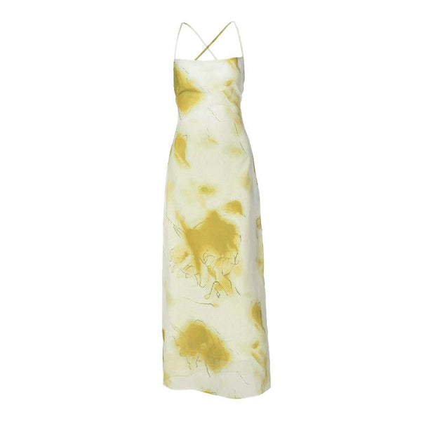 Robe longue à imprimé tie-dye et dos croisé avec fente haute 