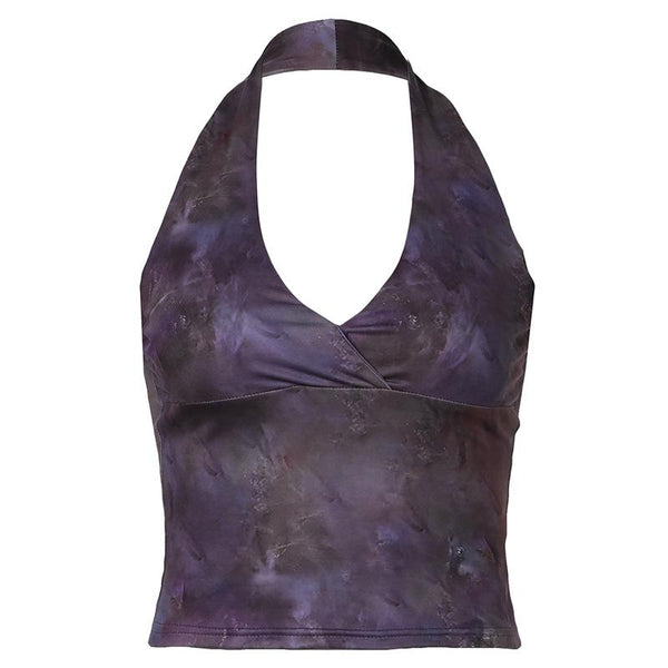 Haut dos nu tie dye à col en V 