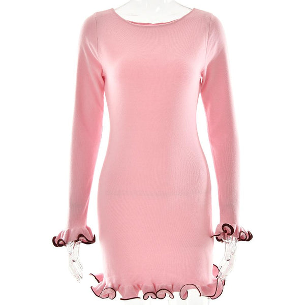 Mini-robe à volants et manches longues 