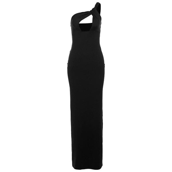 Robe longue asymétrique froncée à découpes et à bretelles unies | robe de tango rouge 