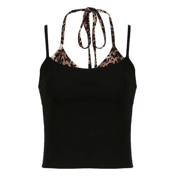 Haut camisole dos nu à imprimé léopard 