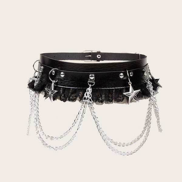 Corset à pendentif étoile superposé avec ourlet en dentelle