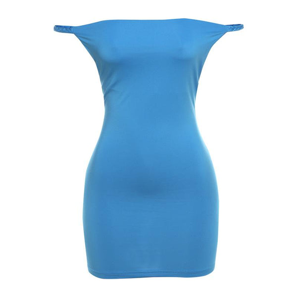 Mini-robe unie à épaules dénudées et dos nu froncé 