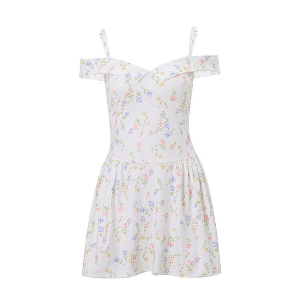 Mini-robe camisole zippée à col retourné et épaules dénudées 