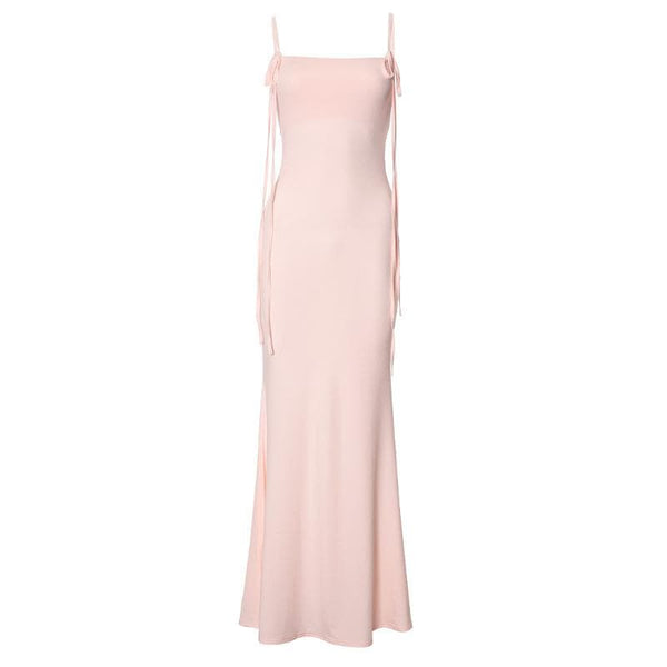 Robe longue unie à bretelles et dos nu 