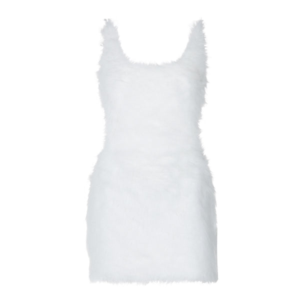 Mini-robe camisole dos nu à col en U et fermeture éclair 