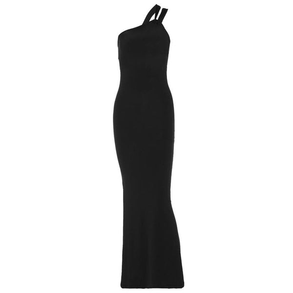 Robe longue asymétrique froncée à dos nu irrégulier 