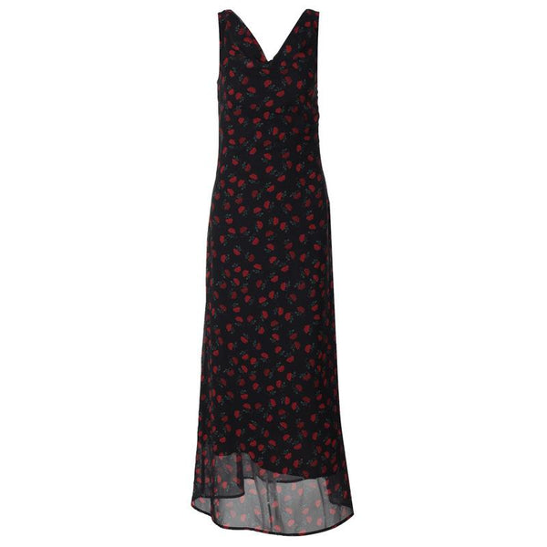 Robe longue imprimée sans manches à col bénitier 