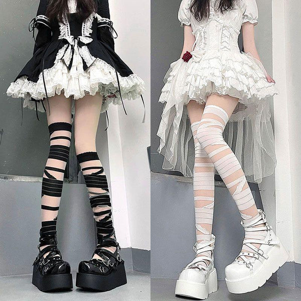 Chaussettes hautes en maille bandage 