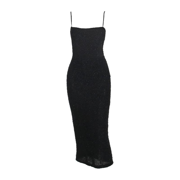 Robe longue dos nu pailletée à col carré | Robe tango rouge 