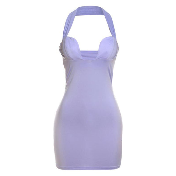 Mini-robe dos nu unie à licou 
