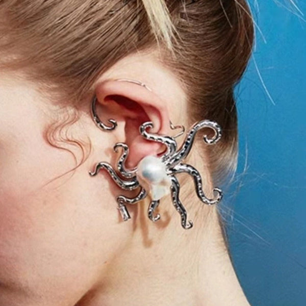 Boucles d'oreilles réglables en fausses perles de poulpe