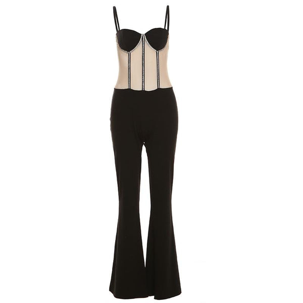 Combinaison camisole patchwork en maille perlée 