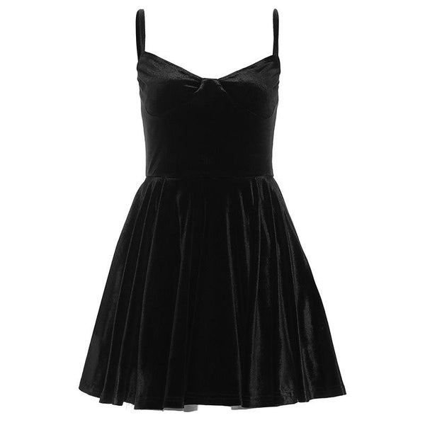 Mini-robe camisole en maille de velours à col en V 