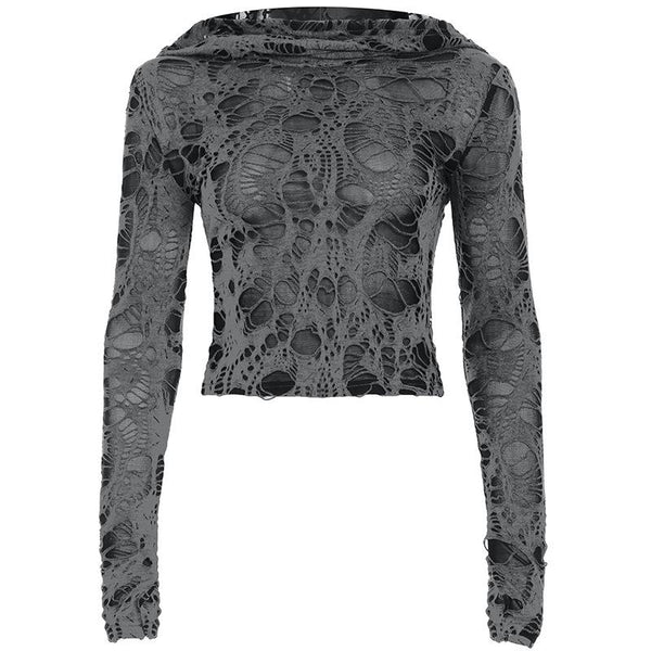 Sweat à capuche à manches longues et haut ajouré 
