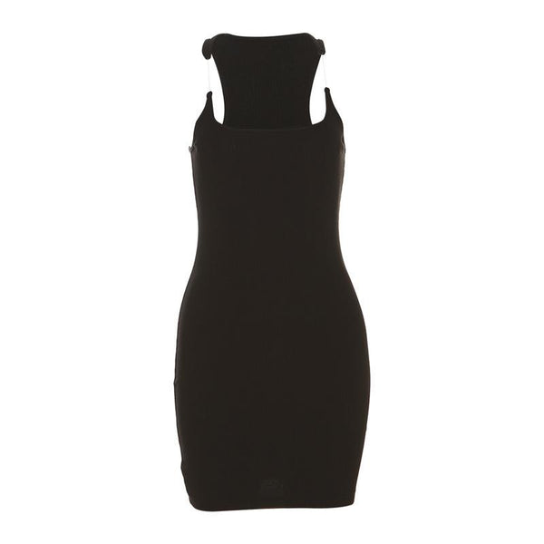 Mini-robe caraco unie à col en U 