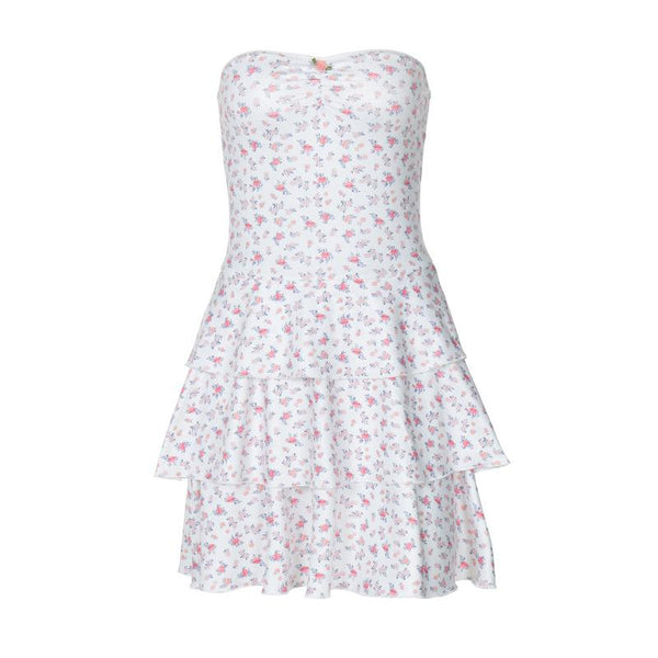 Robe mini tube froncée à imprimé cœur et appliques roses 