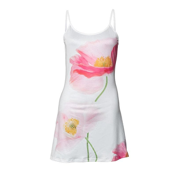 Mini-robe camisole dos nu à imprimé fleuri et col en U 