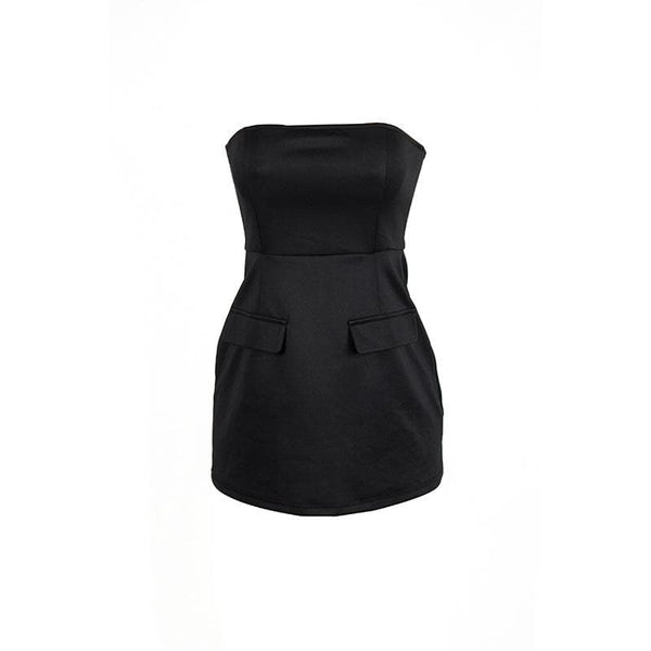Mini-robe tube sans manches à coutures unies et dos nu 