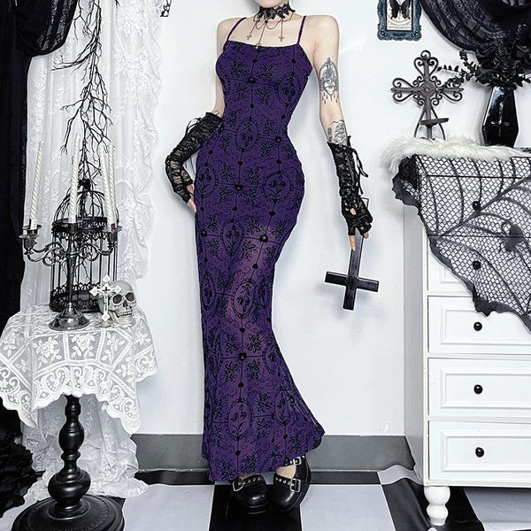 Robe longue fendue à imprimé mesh 