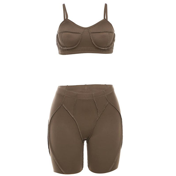Ensemble pantalon caraco taille haute à col en V et dos nu 