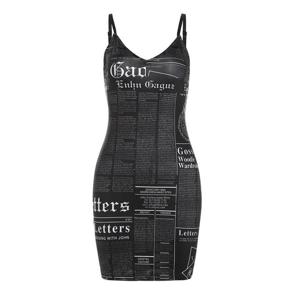 Mini-robe camisole dos nu à imprimé lettres et col en V 