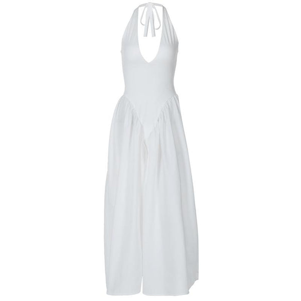 Robe midi nouée à col en V et froncée 