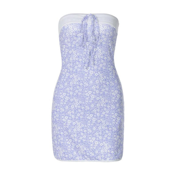 Mini-robe tube dos nu nouée à imprimé fleuri 
