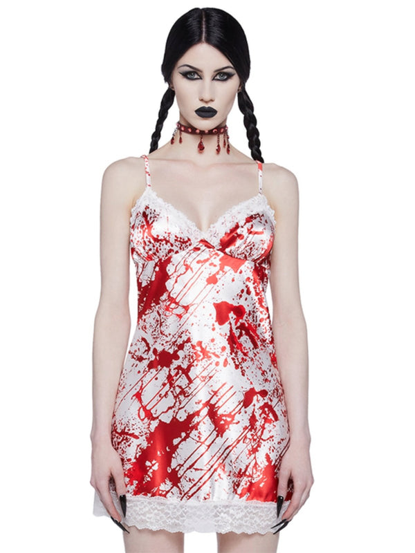 Robe courte dos nu à imprimé dentelle | Robe tango rouge 