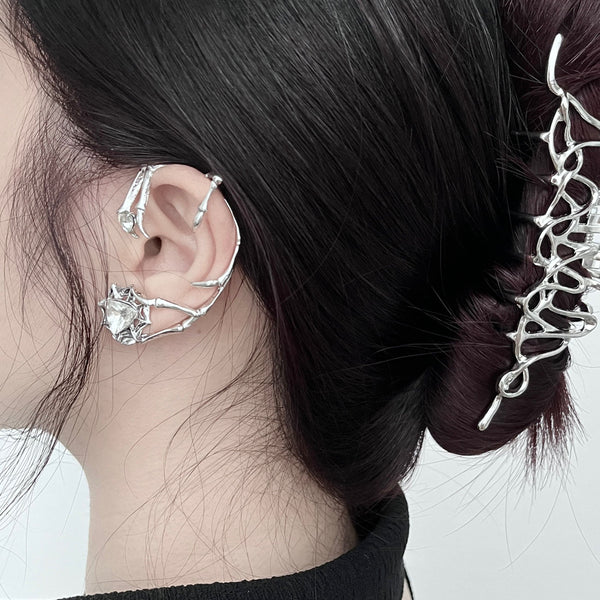 Boucles d'oreilles en argent avec décor irrégulier en pierre 