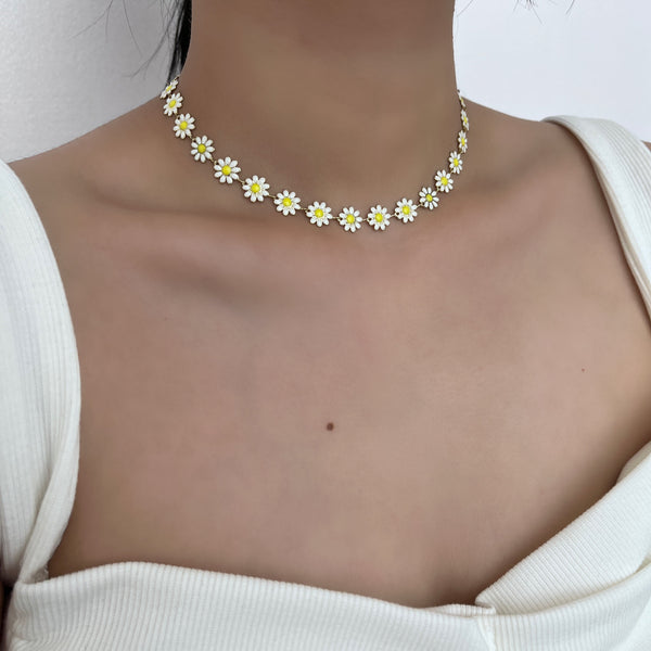 Collier pendentif fleur multicolore 
