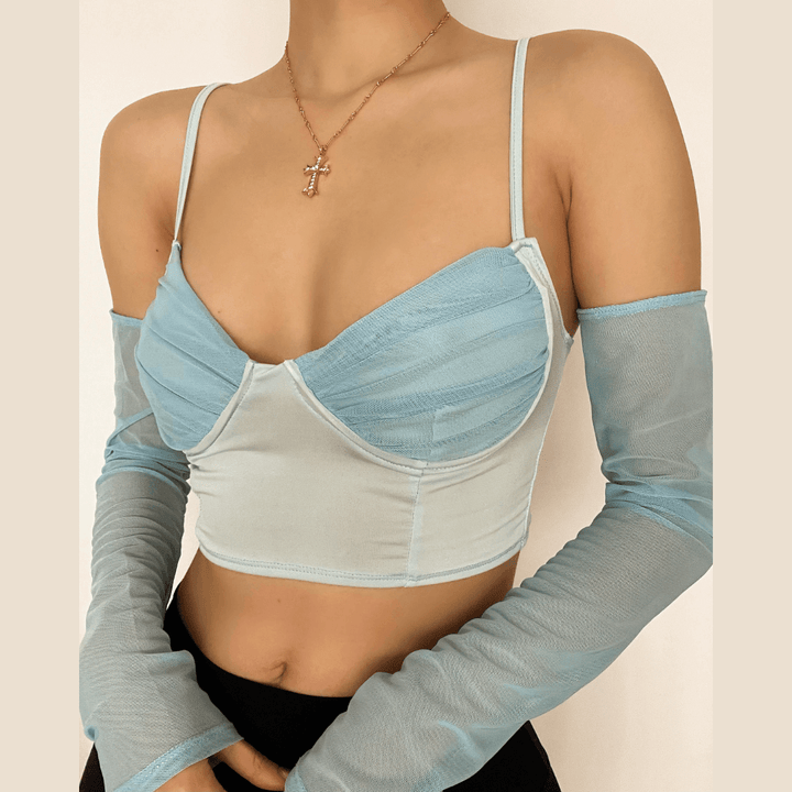 Heart neck ruched cami crop top - Halibuy