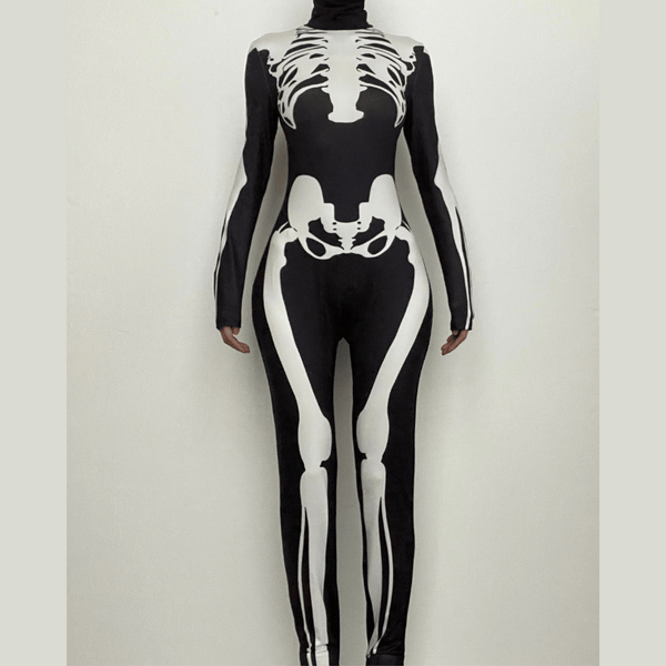 Combinaison à manches longues et col montant contrasté avec motif tête de mort