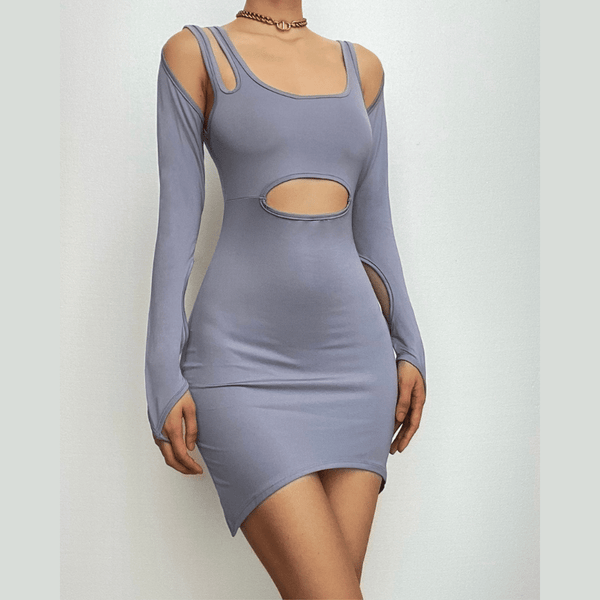 Mini-robe dos nu à gants irréguliers et solides
