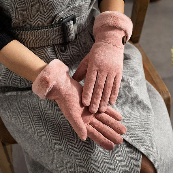 Gants coupe-vent à boutons moelleux pour écran tactile 