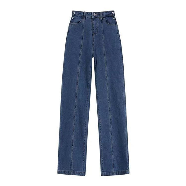Jean droit à lacets et à nouer soi-même, taille haute, ourlet brut 