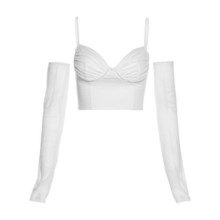 Heart neck ruched cami crop top - Halibuy