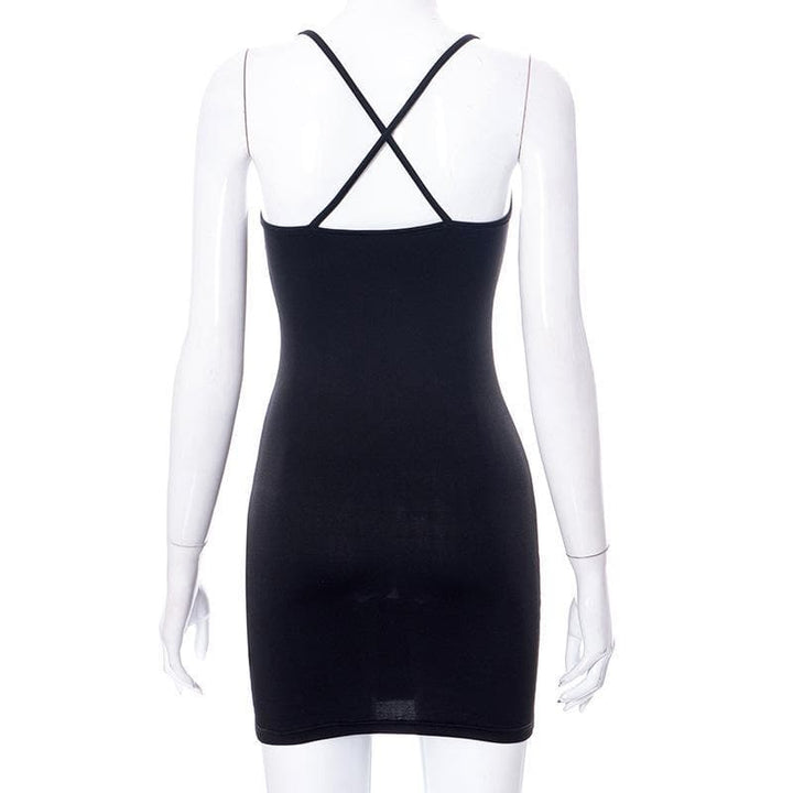 Heart ring hollow out cross back dress - Halibuy