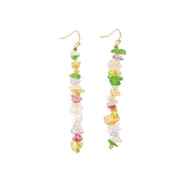 Boucles d'oreilles pendantes en perles irrégulières multicolores 